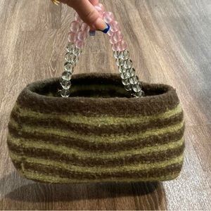 Green striped Unique handbag